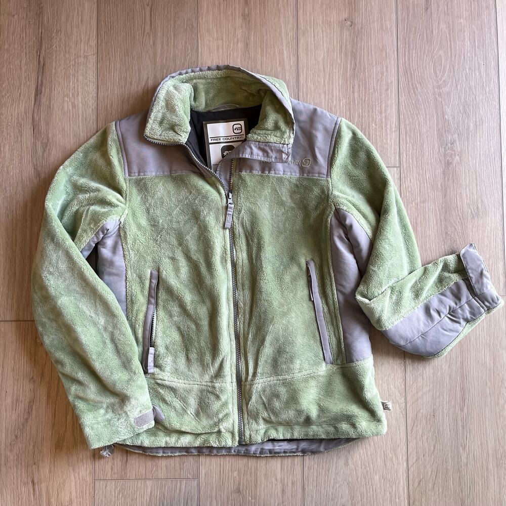 🩷Free Country Women's Green Fleece Zip Up Jacket Sz Small